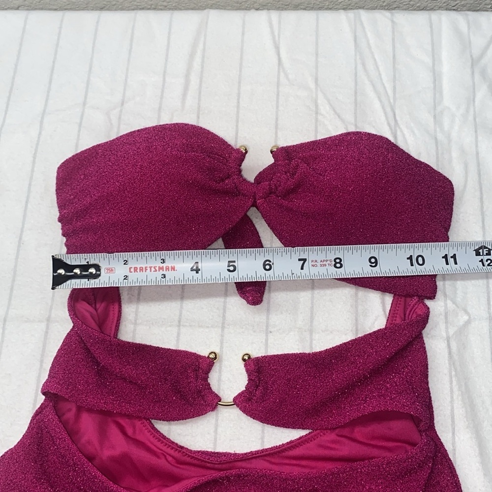 VICTORIA'S SECRET‎ SWIM Shimmer Cut-Out Bandeau One-Piece Swimsuit Size Small - Picture 10 of 13